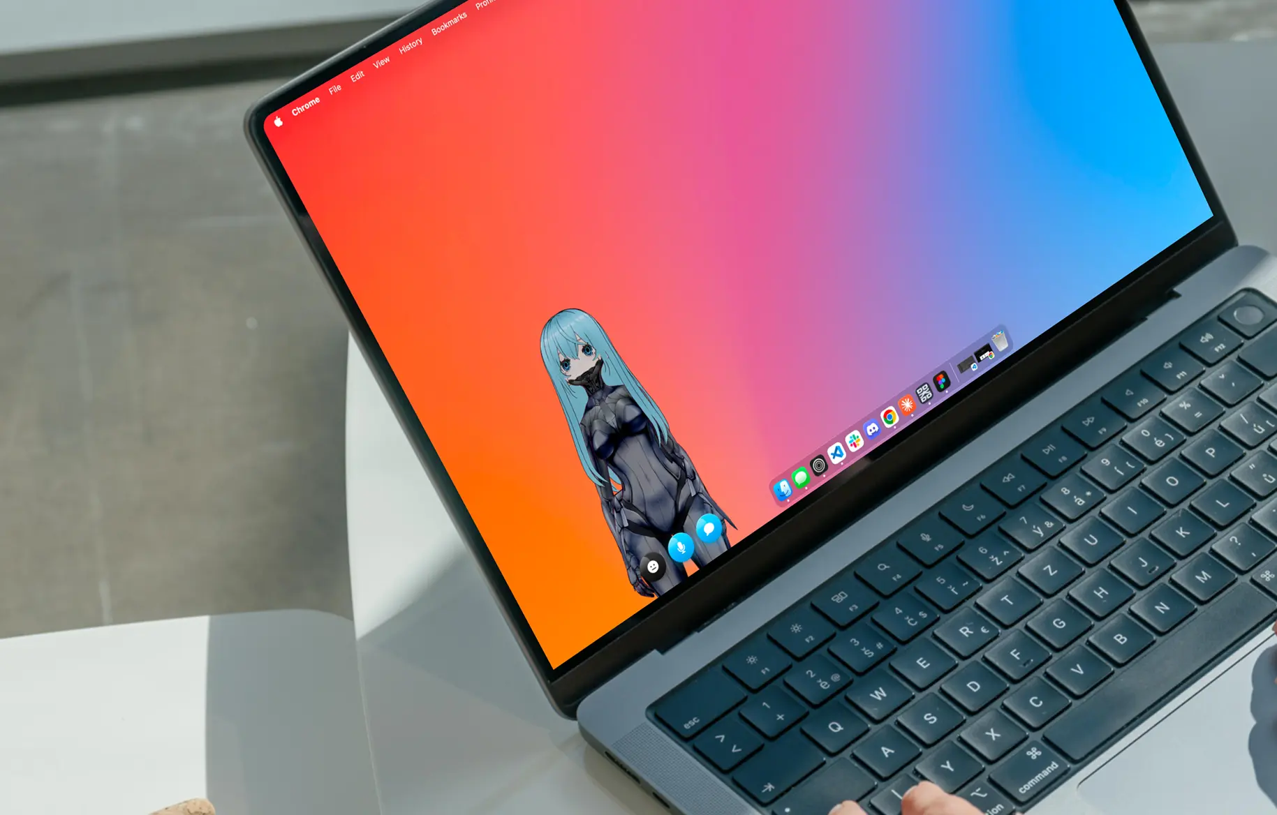 Utsuwa desktop app running with a virtual character on a laptop